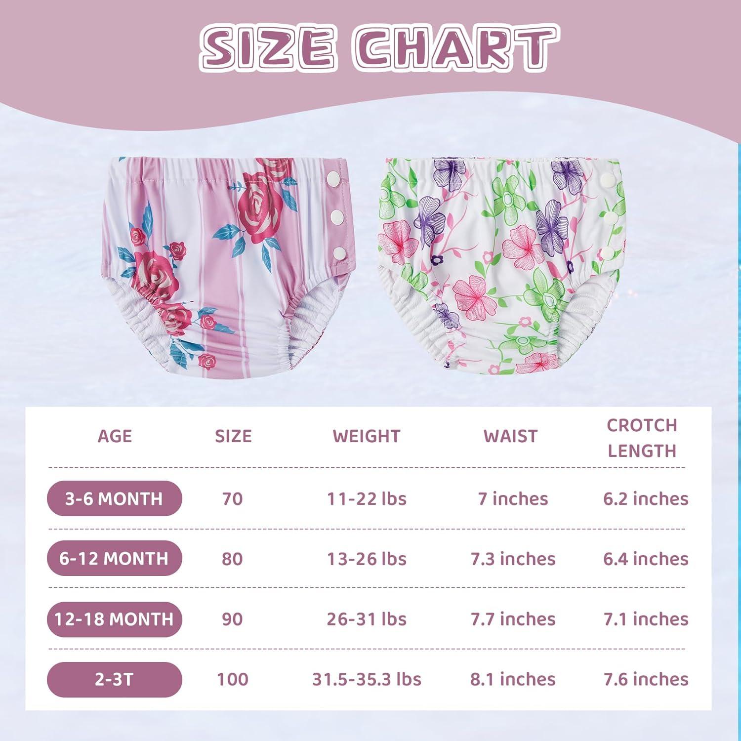 Pañales de Natación Reutilizables Durio 12-18 Meses Flores