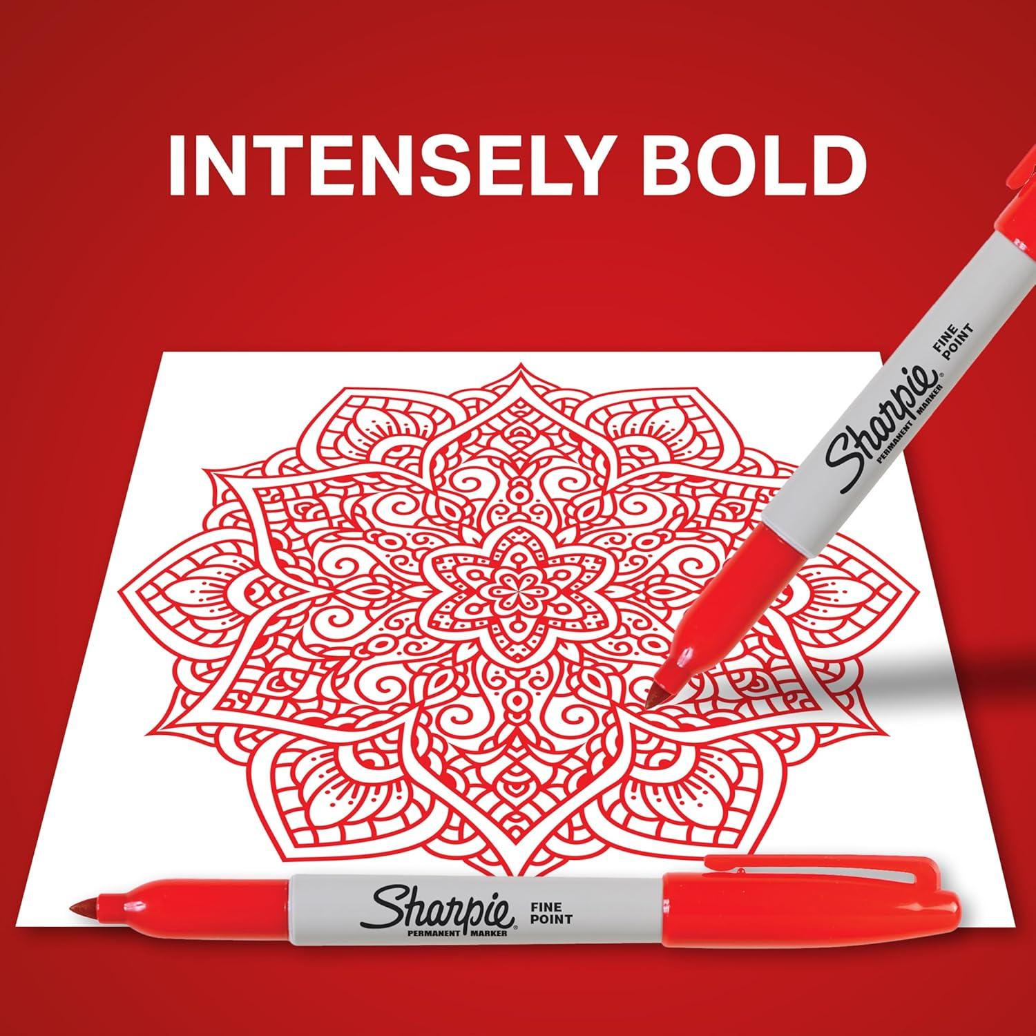 Juego de 12 Marcadores Permanentes Sharpie Punta Fina Rojo