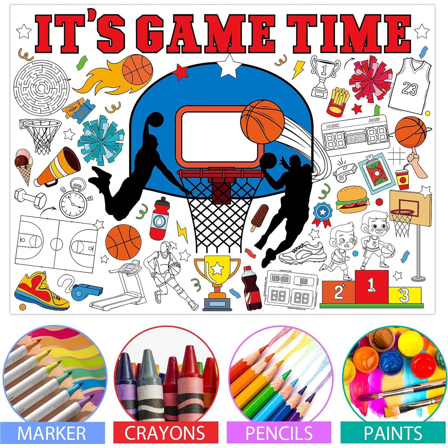 Póster de Colorear Gigante Baloncesto Naozinebi 110x80cm