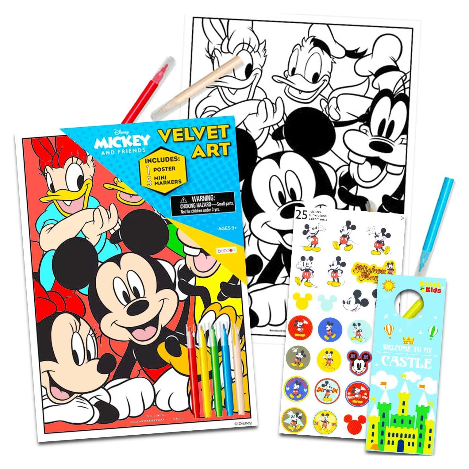 Póster de Colorear Terciopelo Disney Mickey Mouse 28x20cm