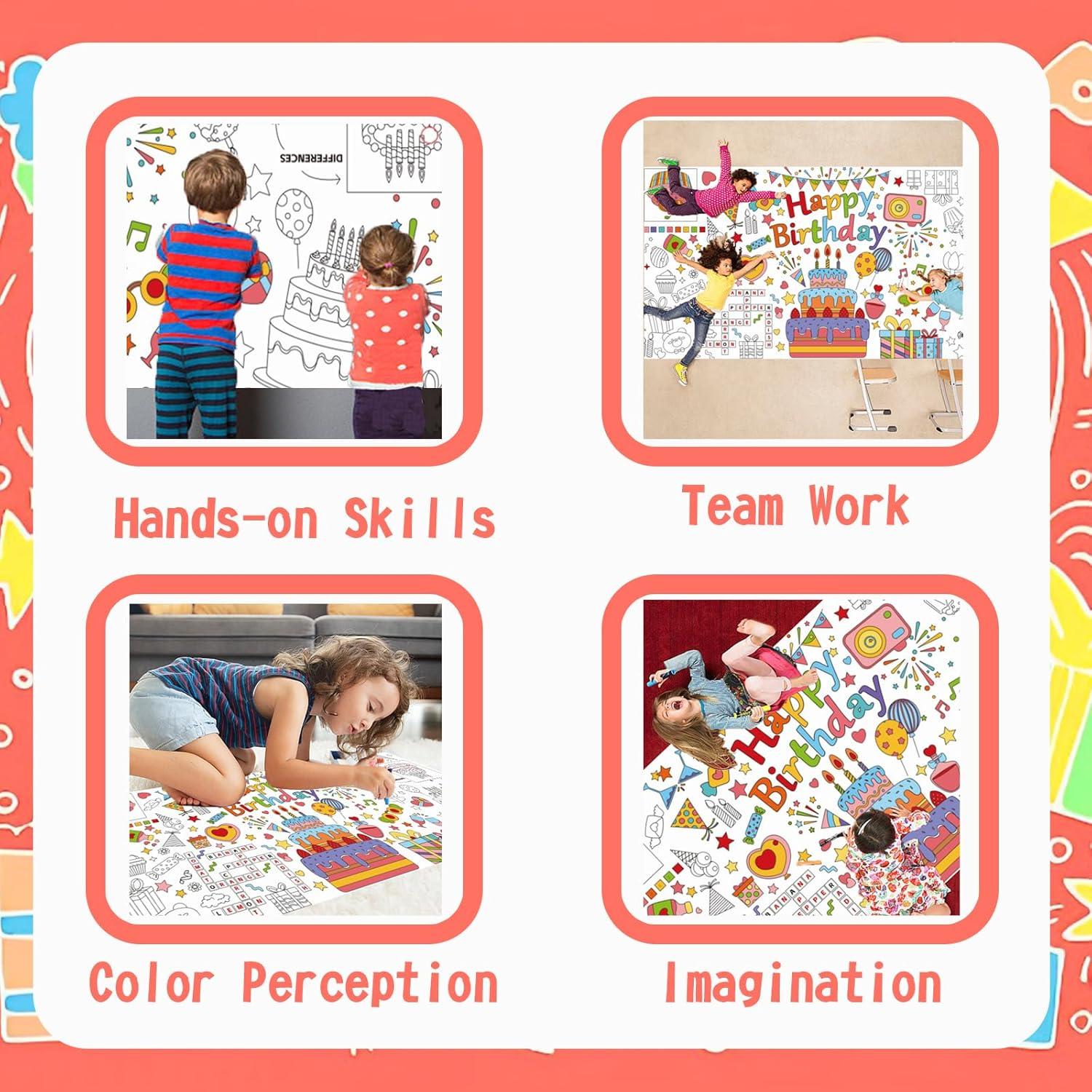 Póster Gigante para Colorear POCOSER 78.74x182.88 cm Cumpleaños