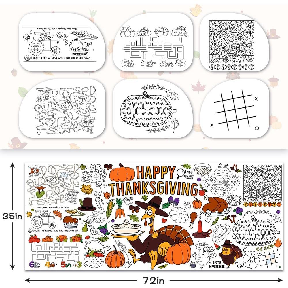 Mantel para Colorear Gigante SPERINGEEN 72x35cm Acción de Gracias