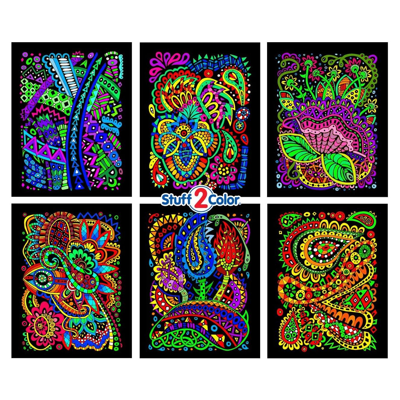 Paquete de 6 Pósters de Colorear Terciopelo Difuso Stuff2Color