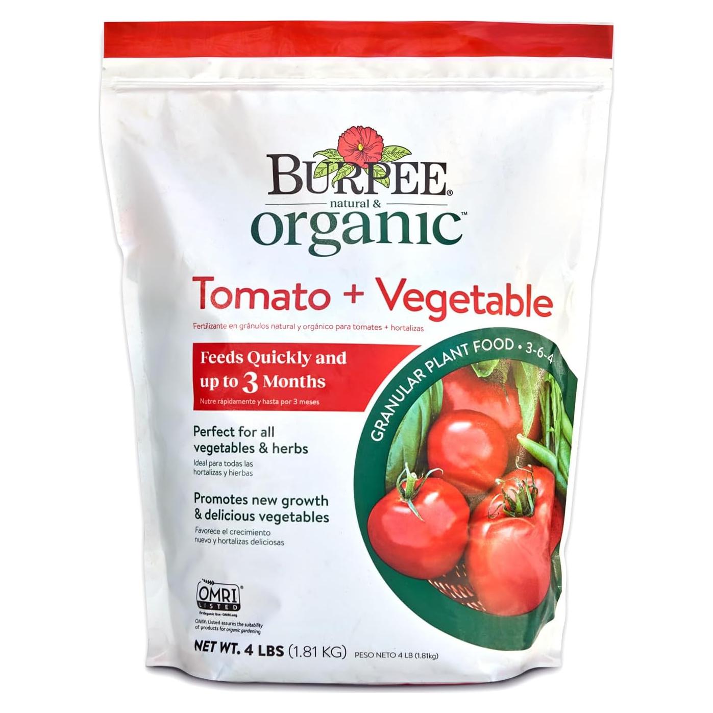 Abono Granulado Orgánico Burpee para Tomates y Verduras 1.81 kg