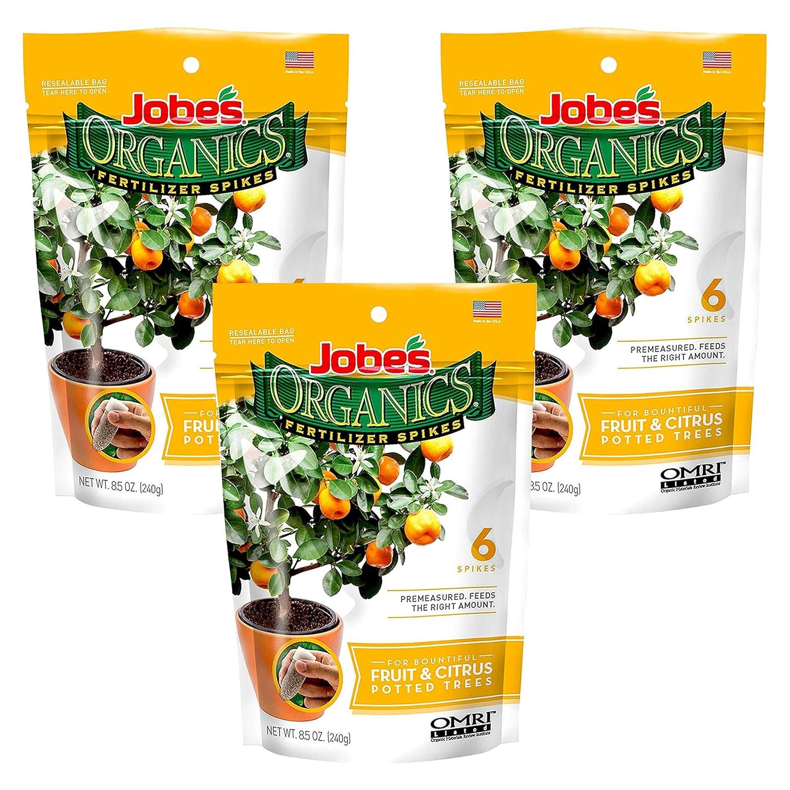 Fertilizante orgánico Jobe's para árboles frutales 3-5-5, 6 picos