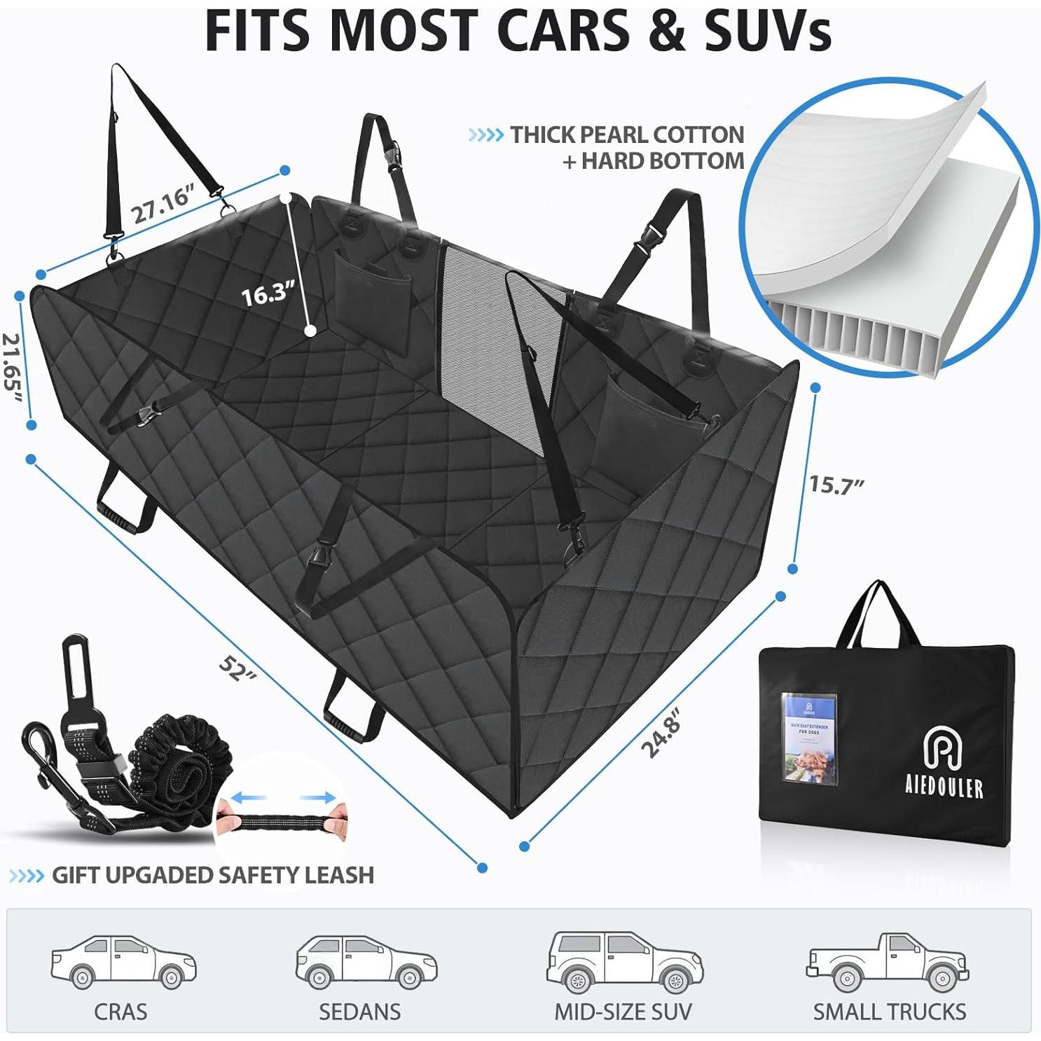 Extensor de Asiento Trasero para Perros AIEDOULER 132x63cm Negro