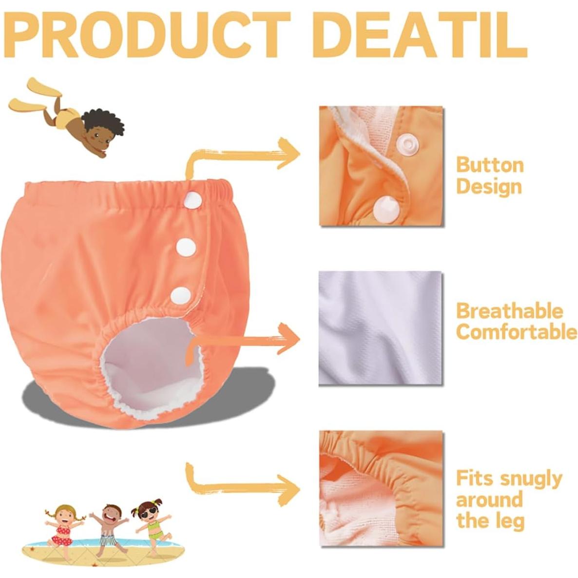 Pañales de natación reutilizables PLZSITDOWN unisex 12-18 meses