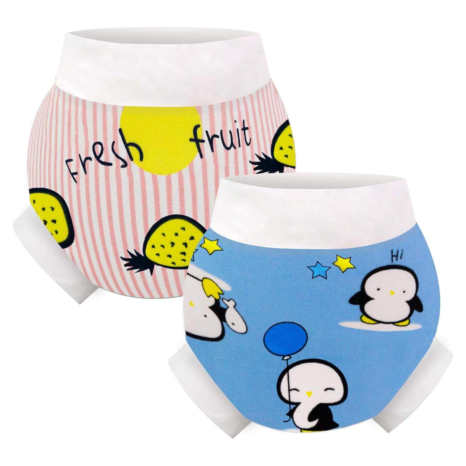 Pañales de Natación Reutilizables EZ Moms 2T Piña-Pingüino