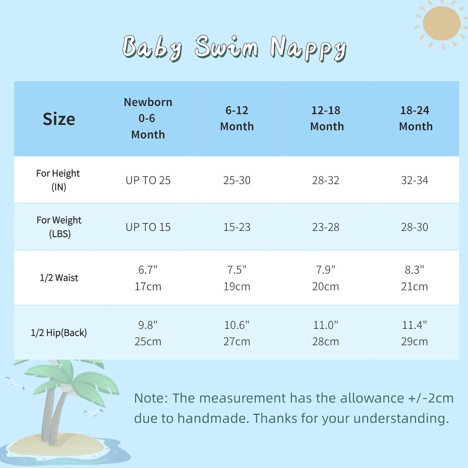 Pañal de Natación Reutilizable HiABsee UPF 50+ 18-24 Meses