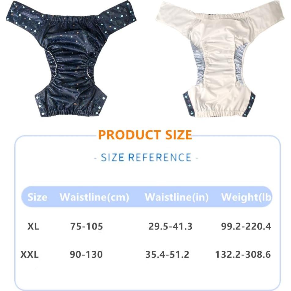 Pañal de Tela Reutilizable WEEOATAR XL Estrellas para Adultos