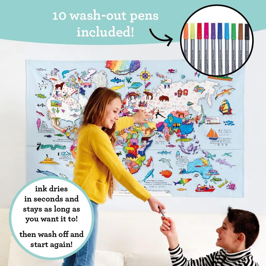 Mantel de Coloración Mapa Mundial eatsleepdoodle 83.8x139.7cm