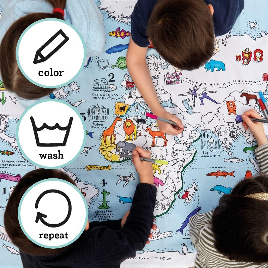 Mantel de Coloración Mapa Mundial eatsleepdoodle 83.8x139.7cm