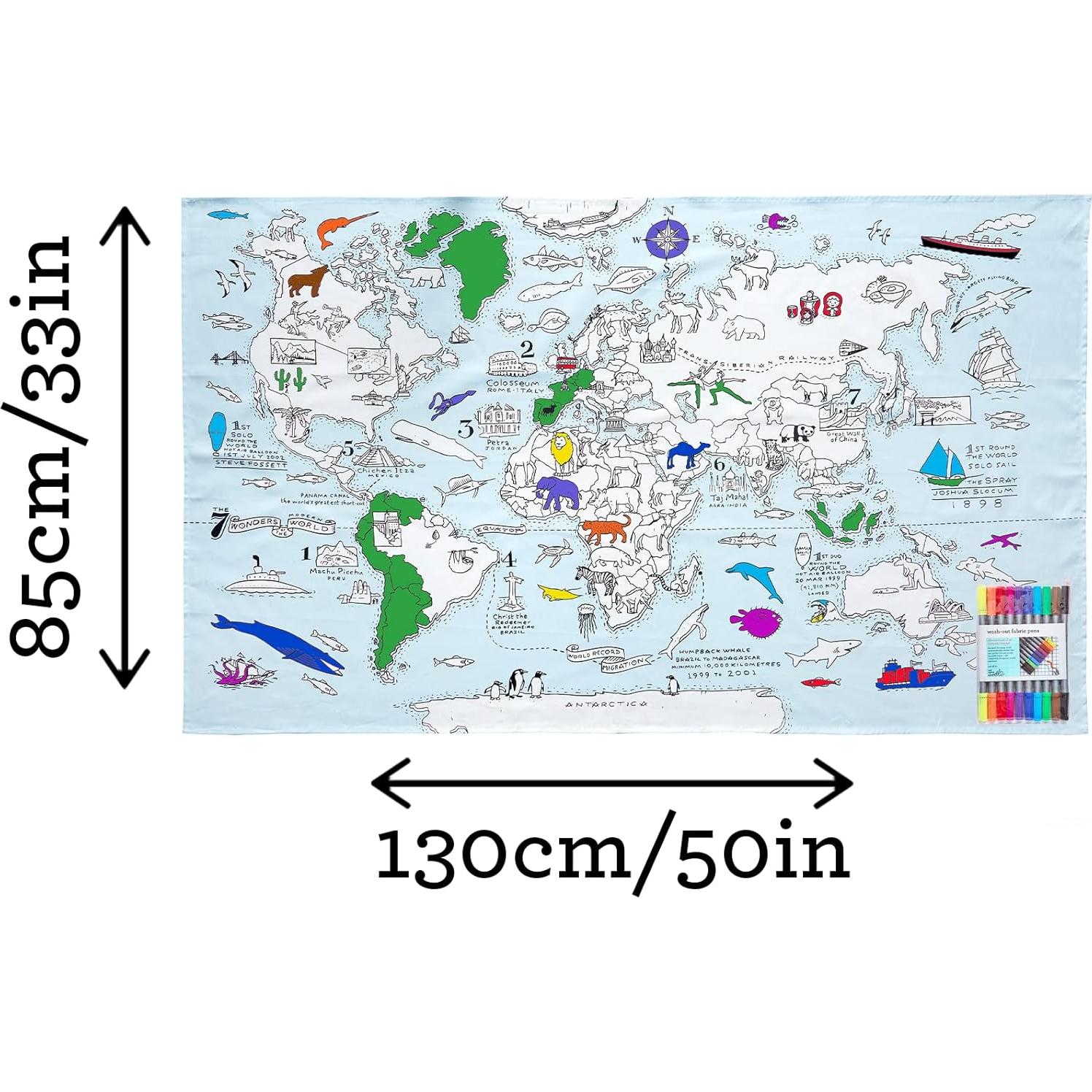 Mantel de Coloración Mapa Mundial eatsleepdoodle 83.8x139.7cm