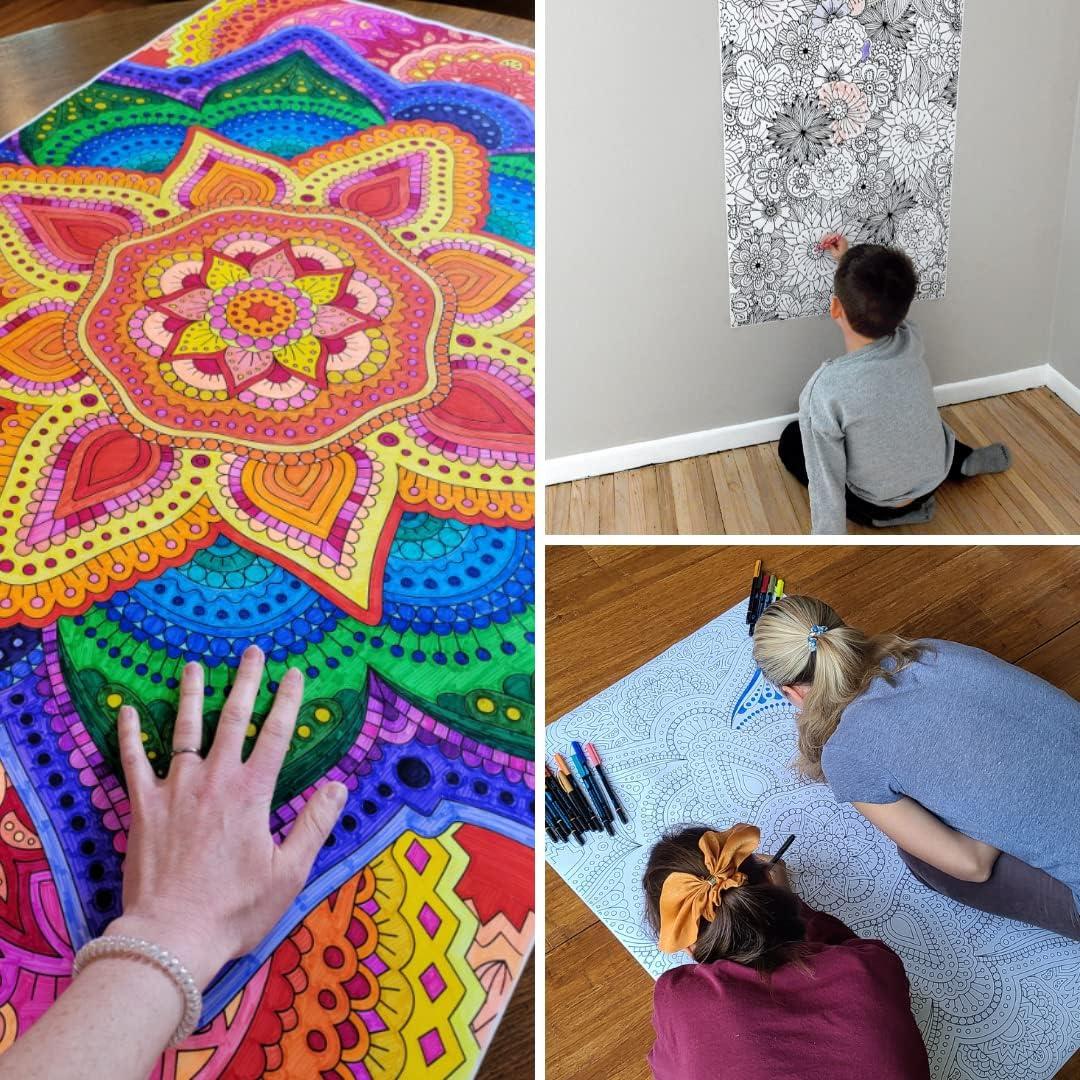 Póster Gigante para Colorear SJPrinter Mandala Floral 106.7x76.2cm