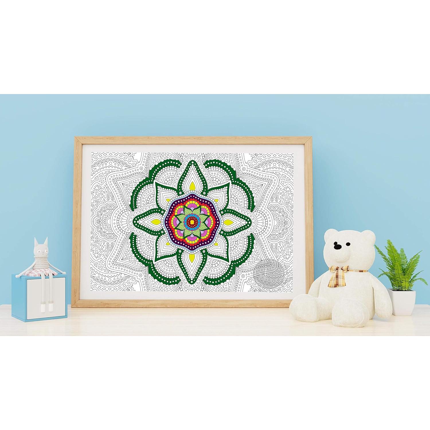 Póster Gigante para Colorear SJPrinter Mandala Floral 106.7x76.2cm
