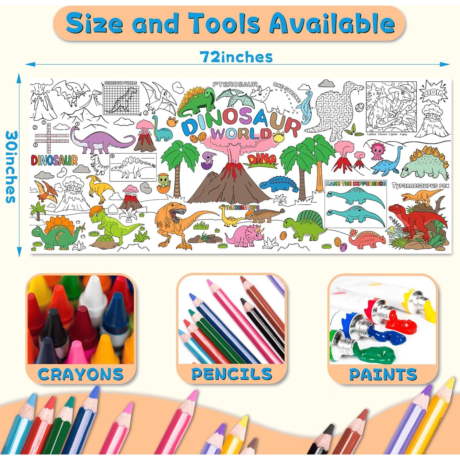 Mantel para Colorear Dinosaurios PURPLIZATION 183x76 cm