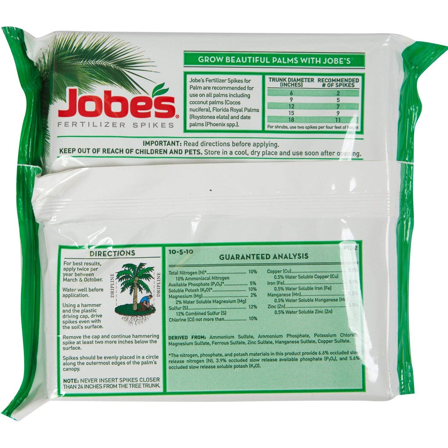 Picos de Fertilizante Jobe's 10-5-10 para Palmeras - 5 Unidades