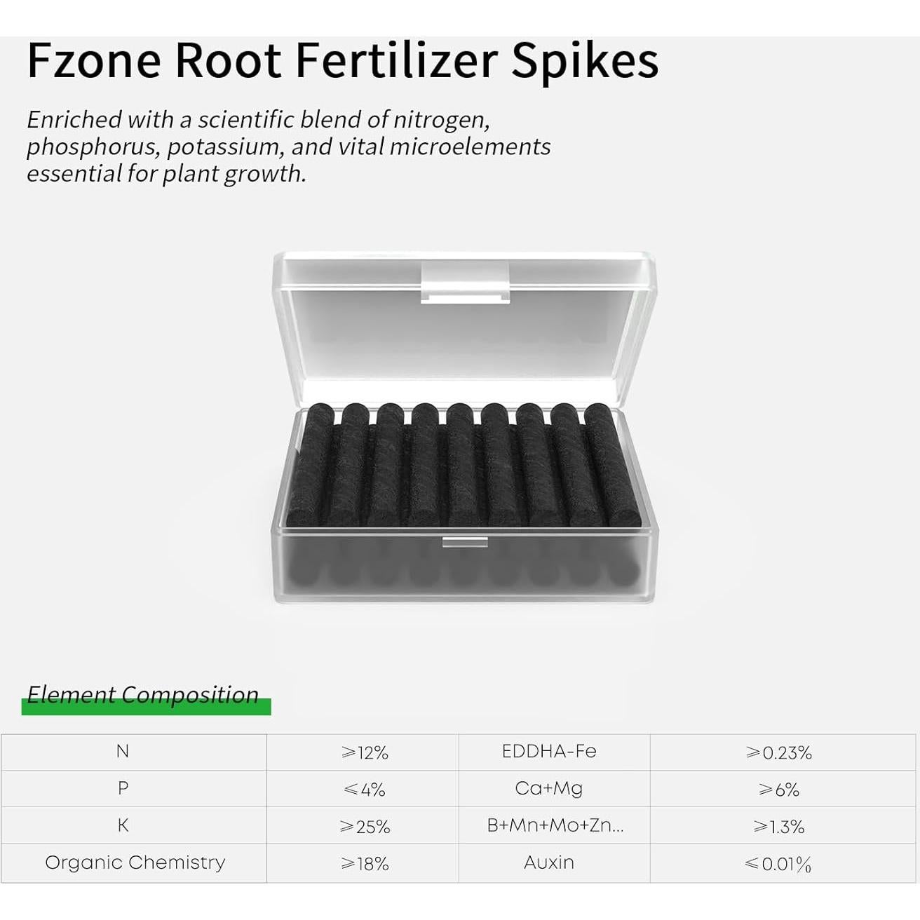 FZONE Fertilizante Acuático Verde 25 Picos NPK Alta Concentración
