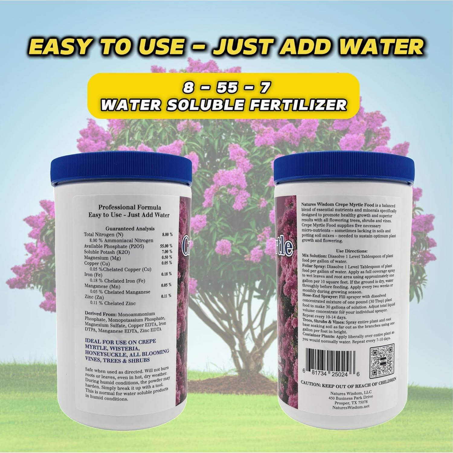 Fertilizante Natures Wisdom 8-55-7 para Crepe Myrtle 0.68 kg