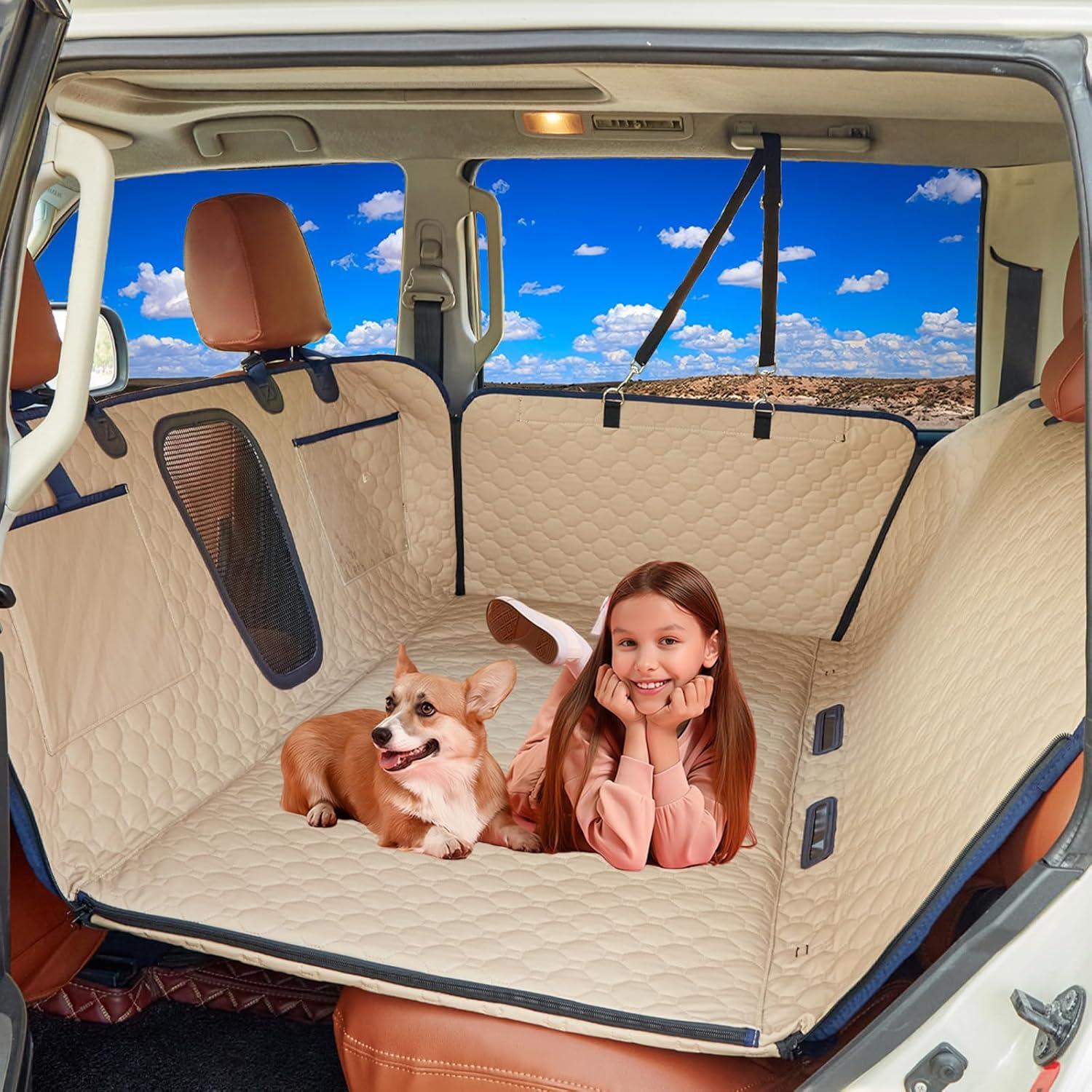 Cubierta de Asiento de Coche para Perros UCOLOFUN Beige 132x63.5cm