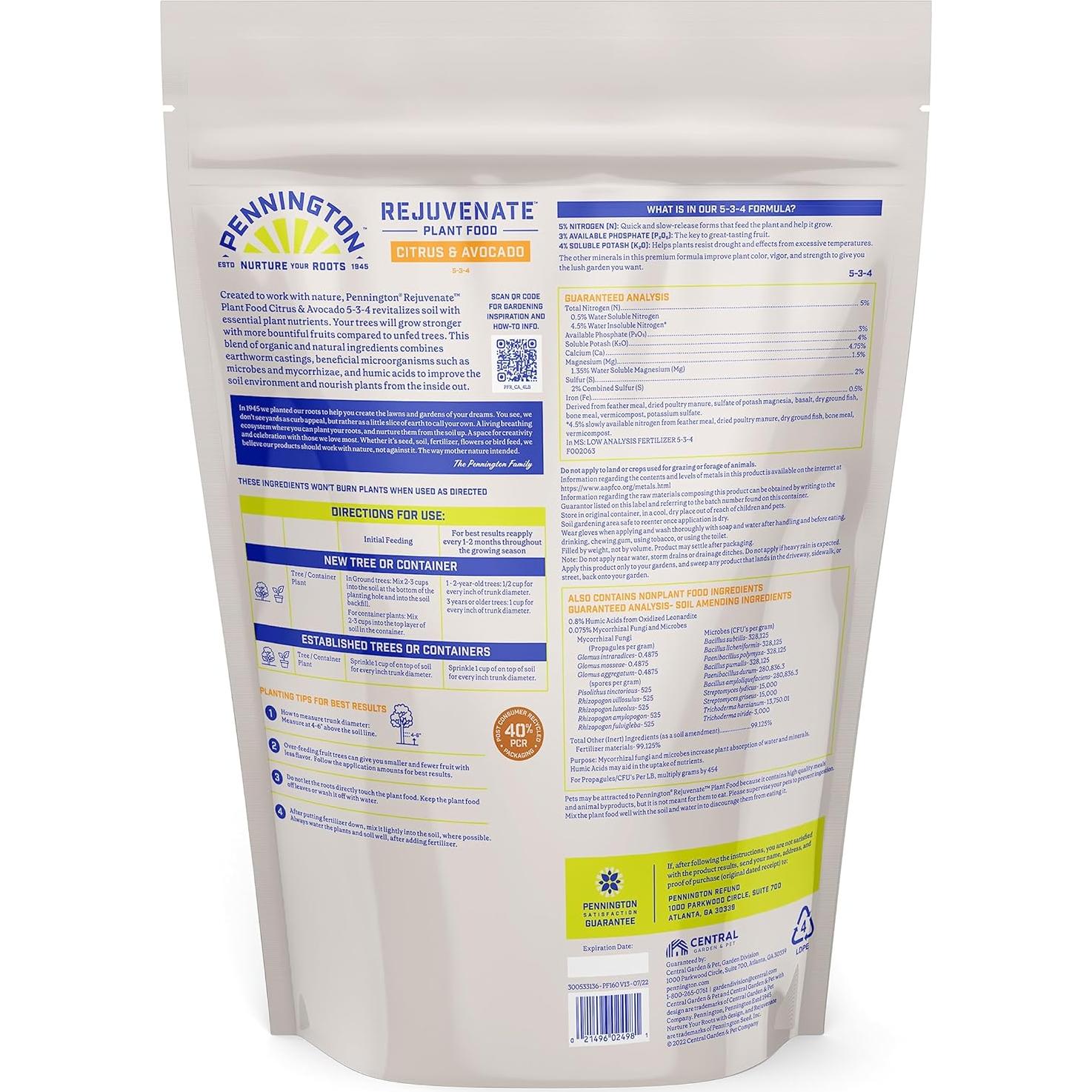 Fertilizante Pennington Rejuvenate Cítricos y Aguacate 1.81 kg
