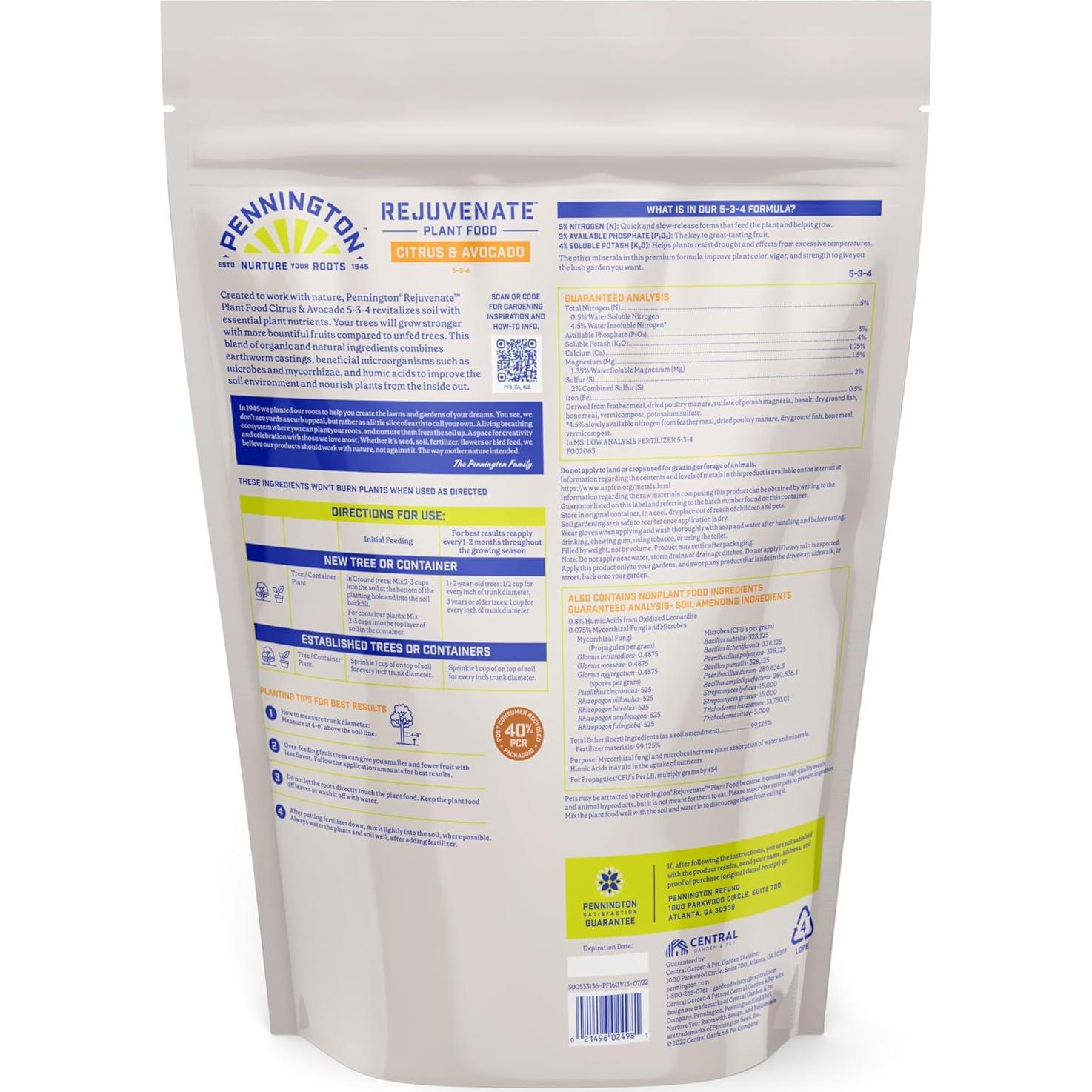 Fertilizante Pennington Rejuvenate Cítricos y Aguacate 1.81 kg