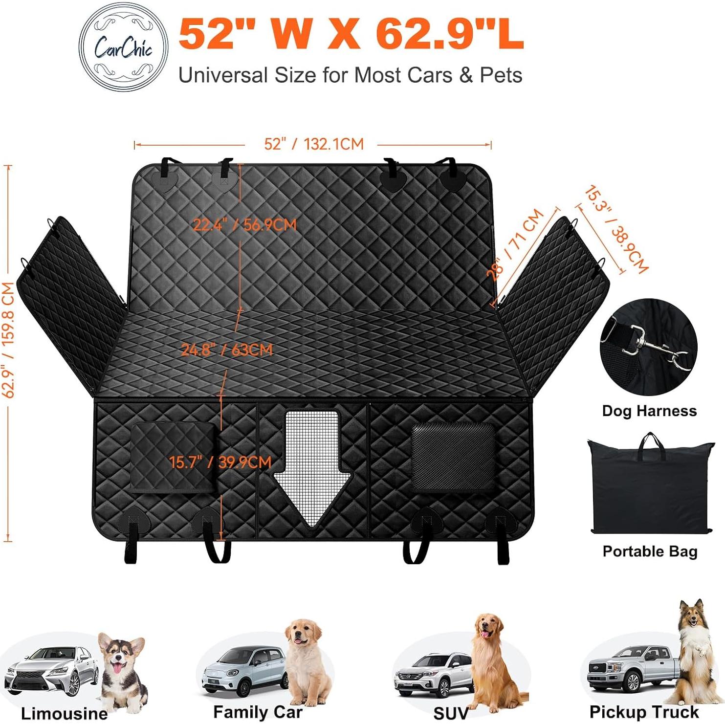 Funda de Asiento para Perros CarChic - Extensor Antideslizante 132x64cm
