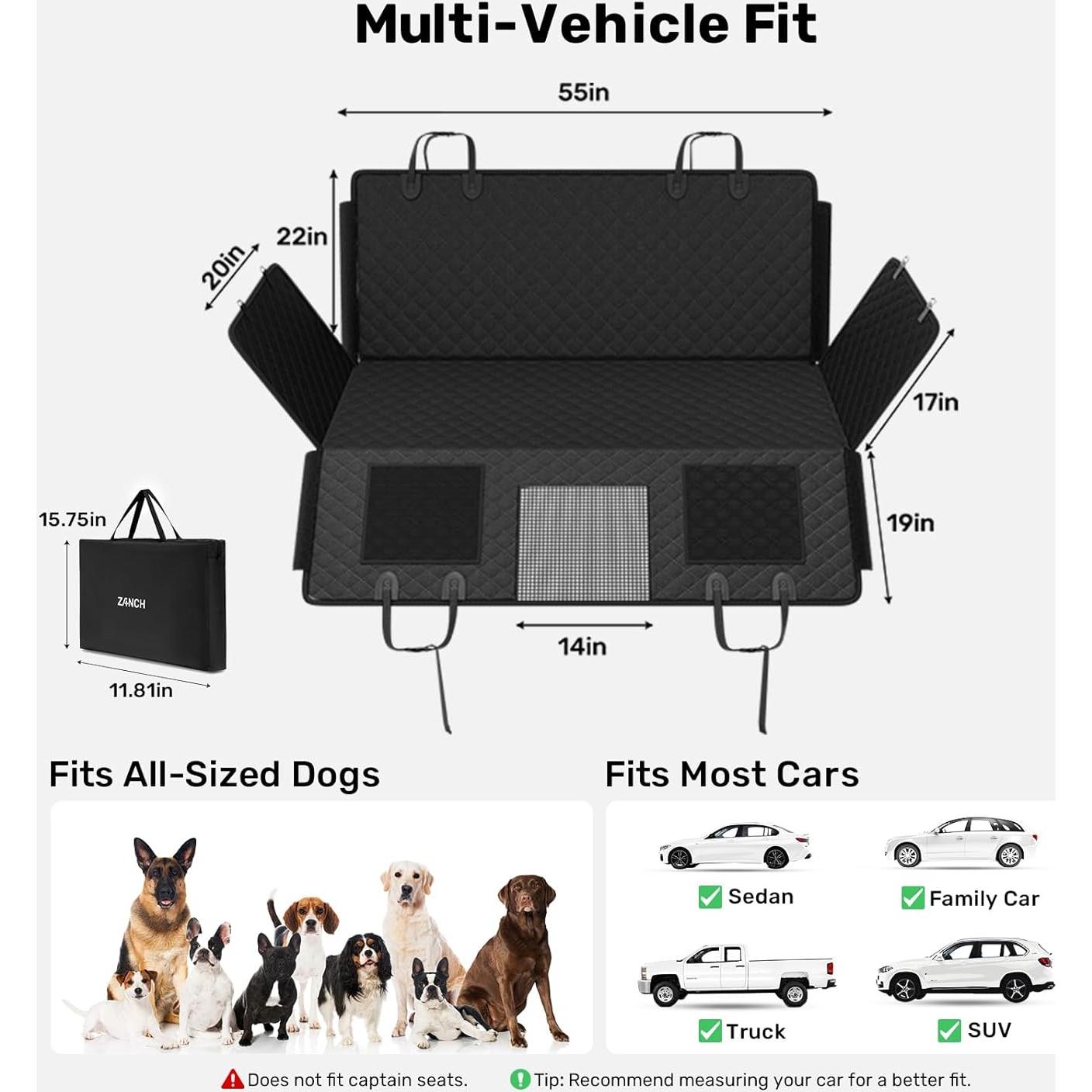 Cubierta de Asiento para Perros Zanch NS008 - 100% Impermeable