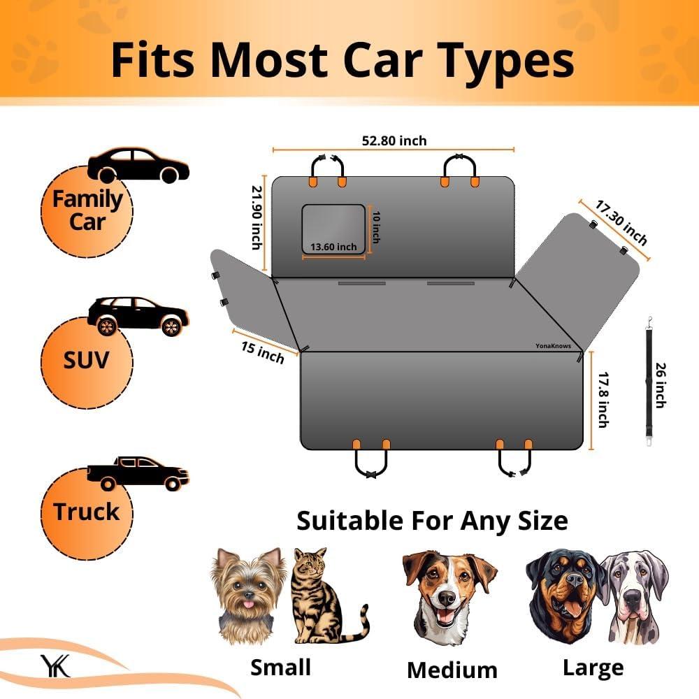 Funda de Asiento para Perros YonaKnows - Impermeable y Antideslizante