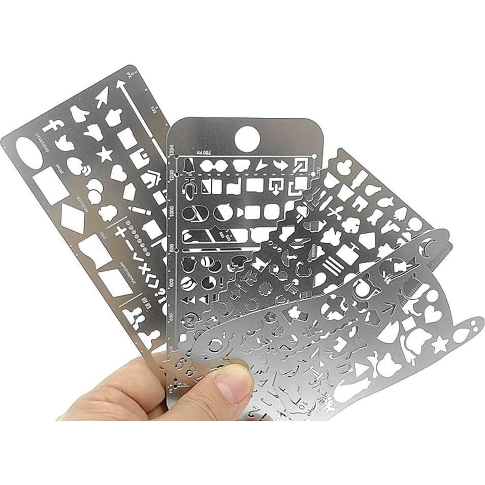 Juego de Plantillas para Bullet Journal Alimitopia - 4 Piezas Acero Inoxidable