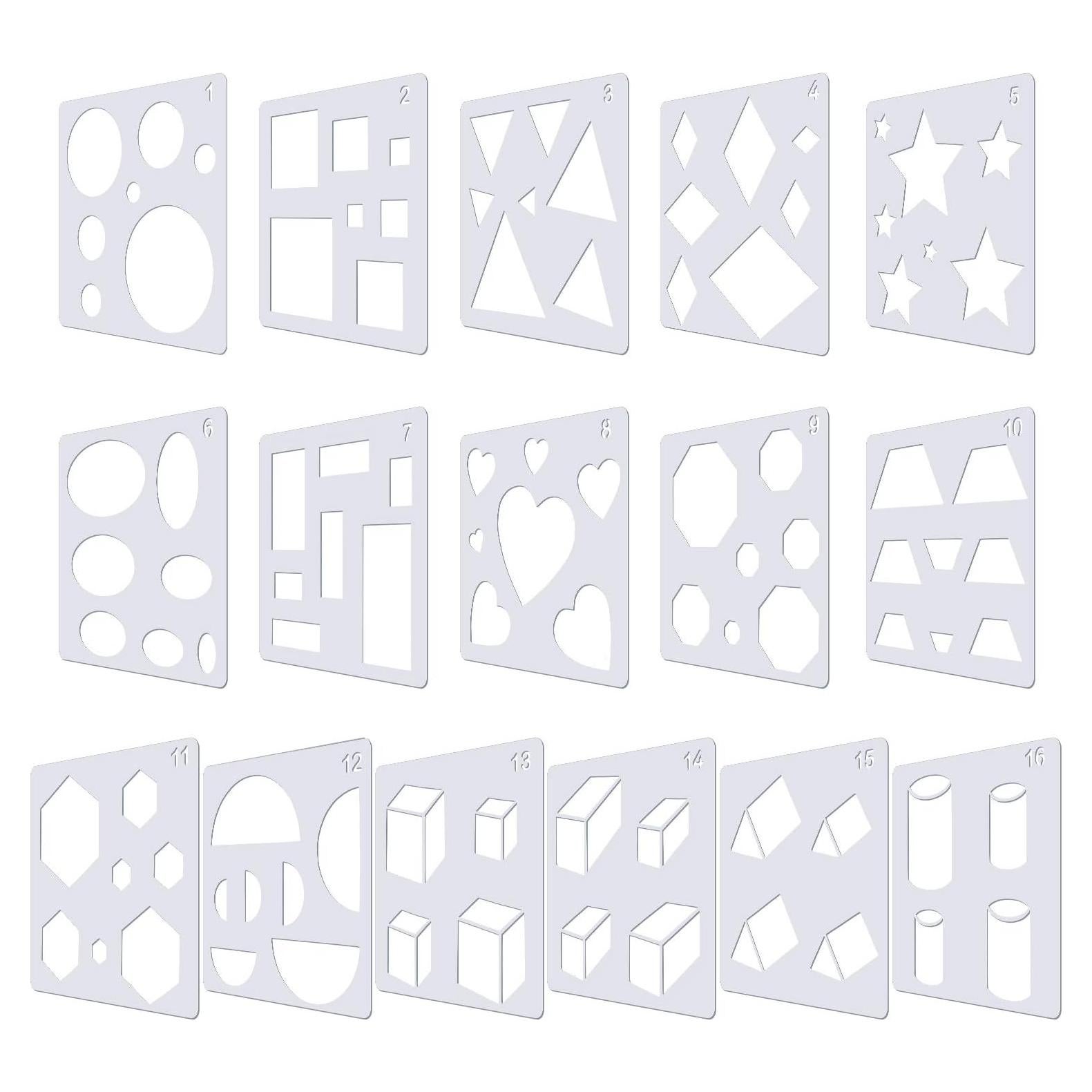 Plantillas de Dibujo para Niños Outus 16 Piezas Geometría