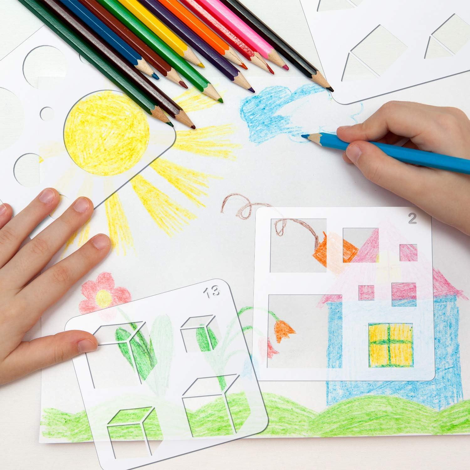 Plantillas de Dibujo para Niños Outus 16 Piezas Geometría