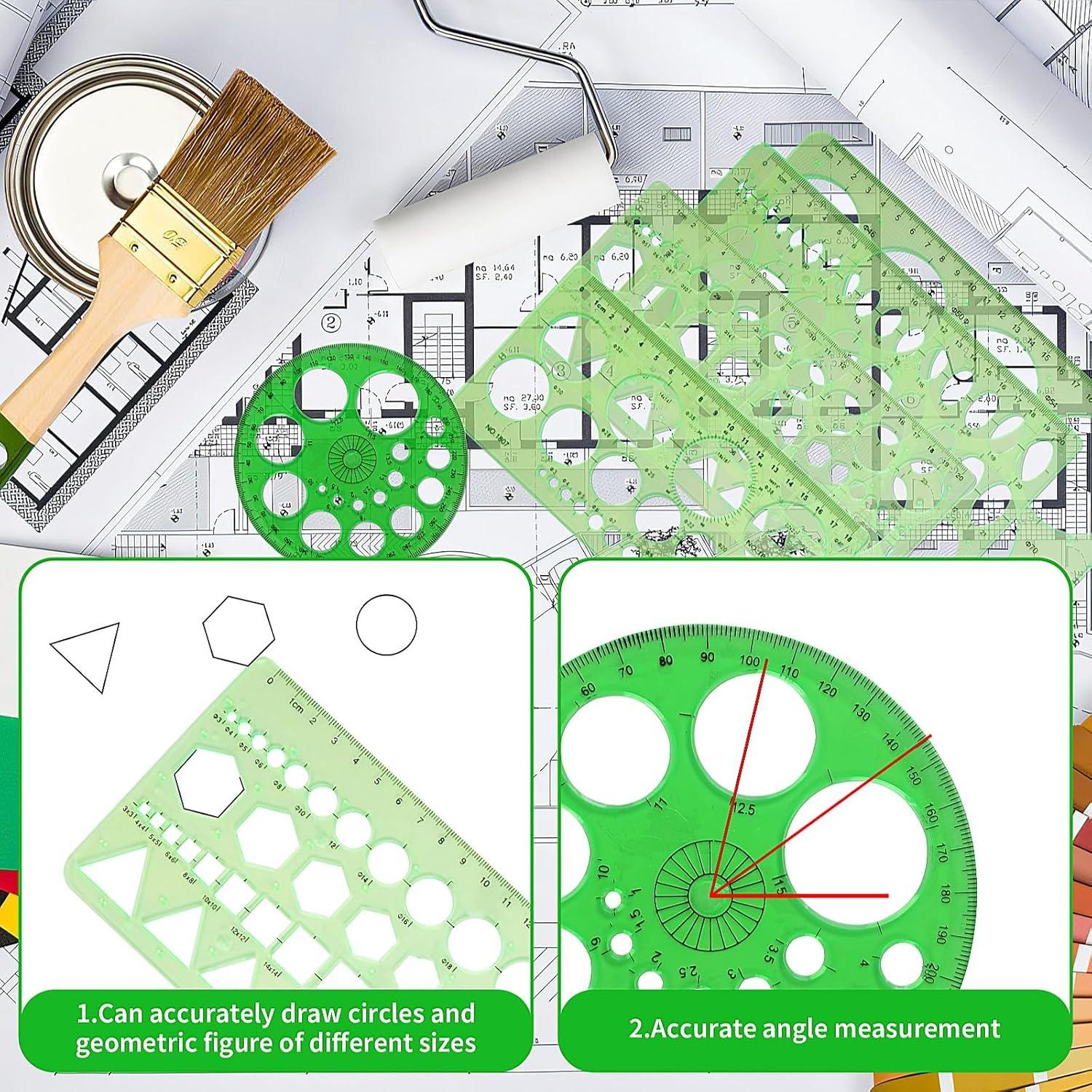 Plantilla de Círculo 5 Piezas Geometría Plástico Pretwad
