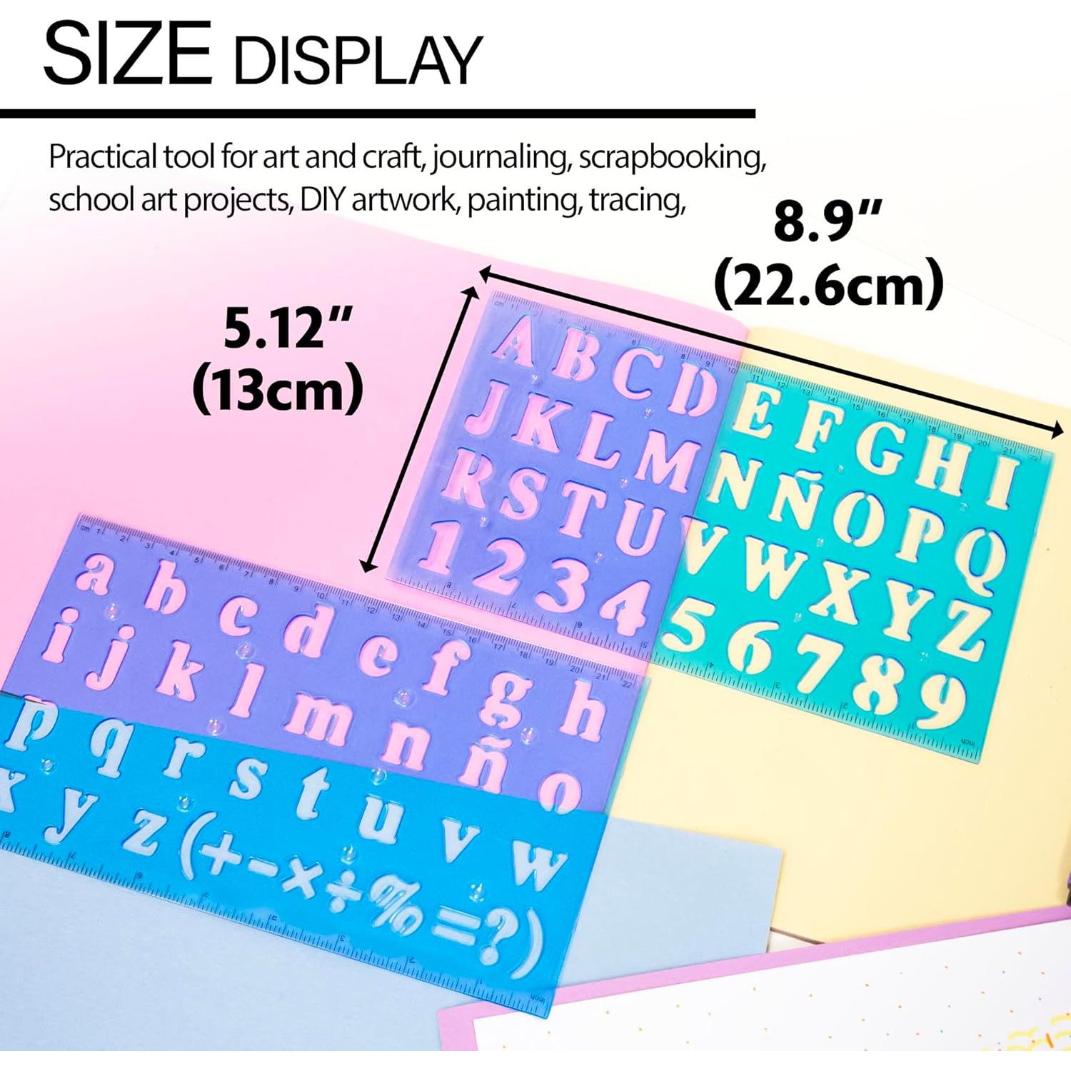 Regla de Plantilla Transparente BAZIC 20 mm Letras 2 Pzas