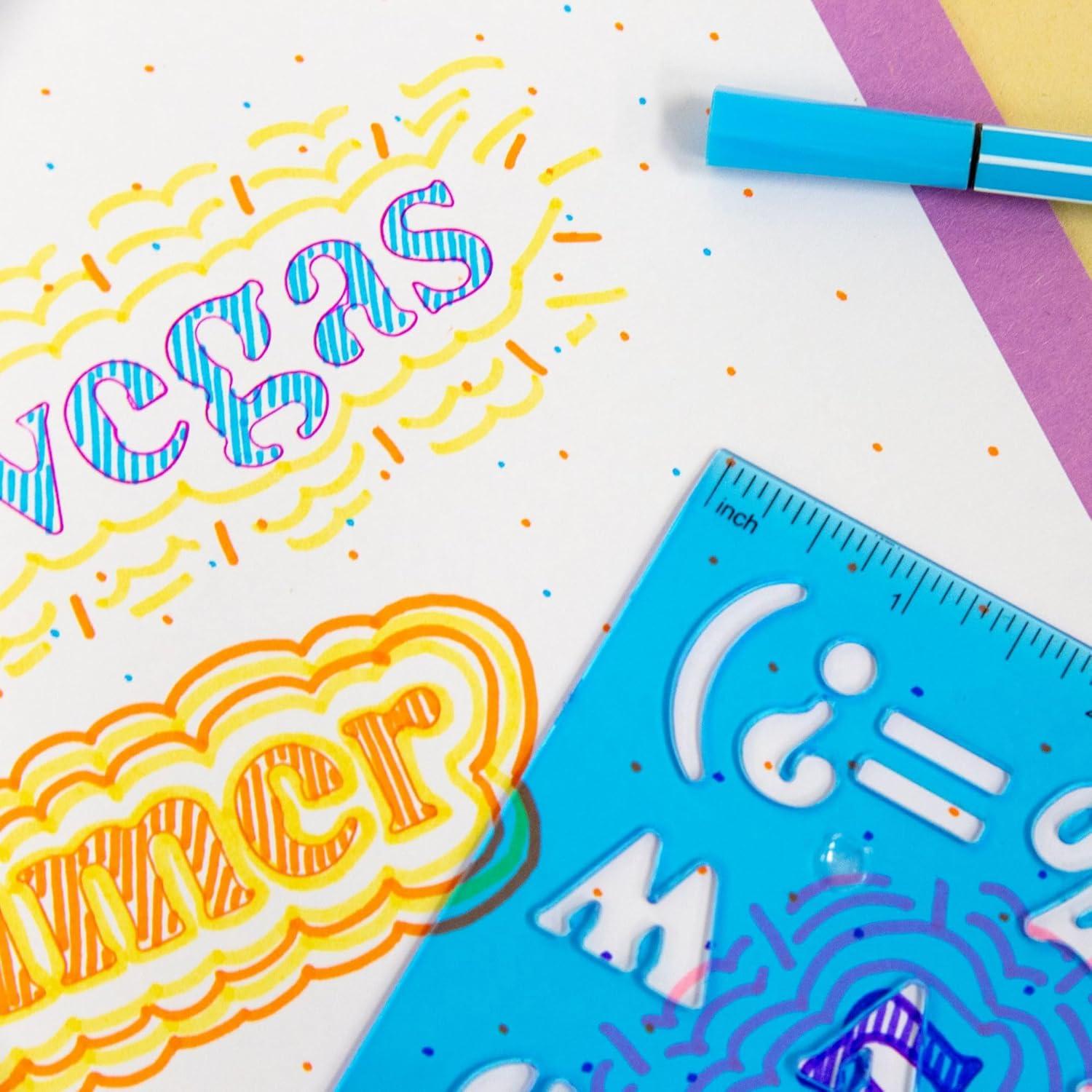 Regla de Plantilla Transparente BAZIC 20 mm Letras 2 Pzas