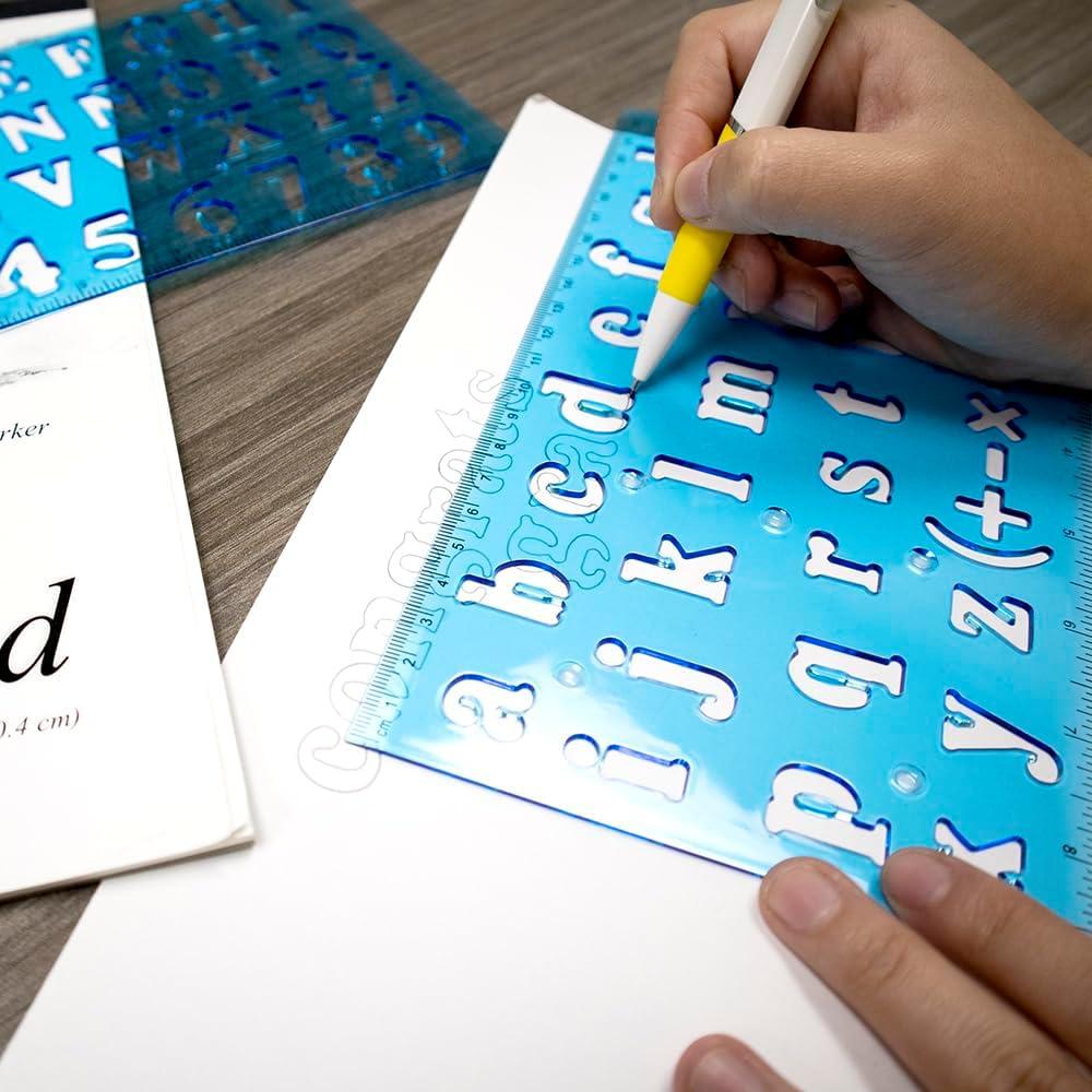 Regla de Plantilla Transparente BAZIC 20 mm Letras 2 Pzas