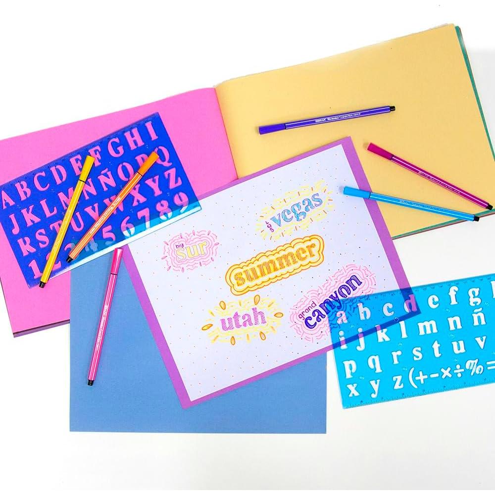 Regla de Plantilla Transparente BAZIC 20 mm Letras 2 Pzas