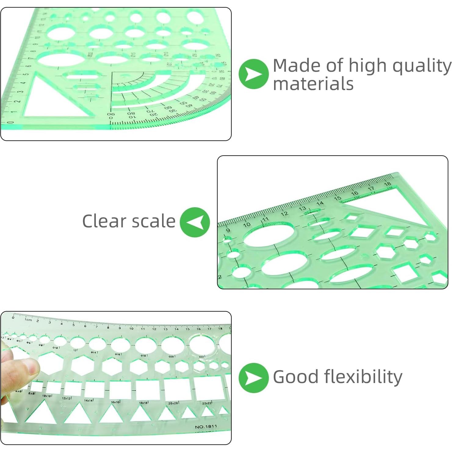 Juego de Plantillas Circulares Transparentes Unlorspy 2 Pcs