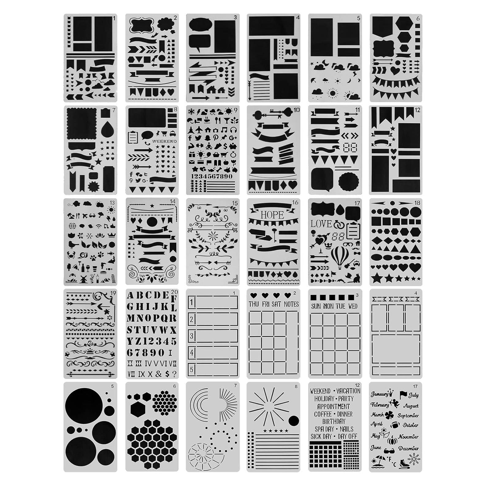 30 Plantillas para Diario CH HAICHENG 10x18 cm Reutilizables