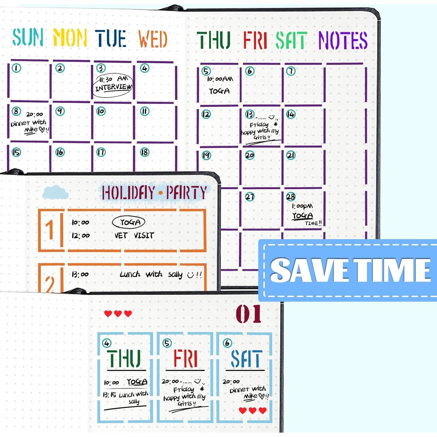 30 Plantillas para Diario CH HAICHENG 10x18 cm Reutilizables