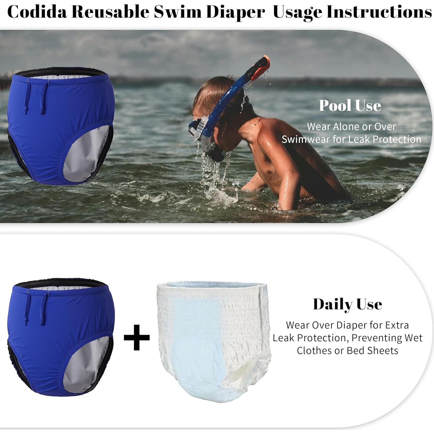Pañales de natación reutilizables Codida Azul M
