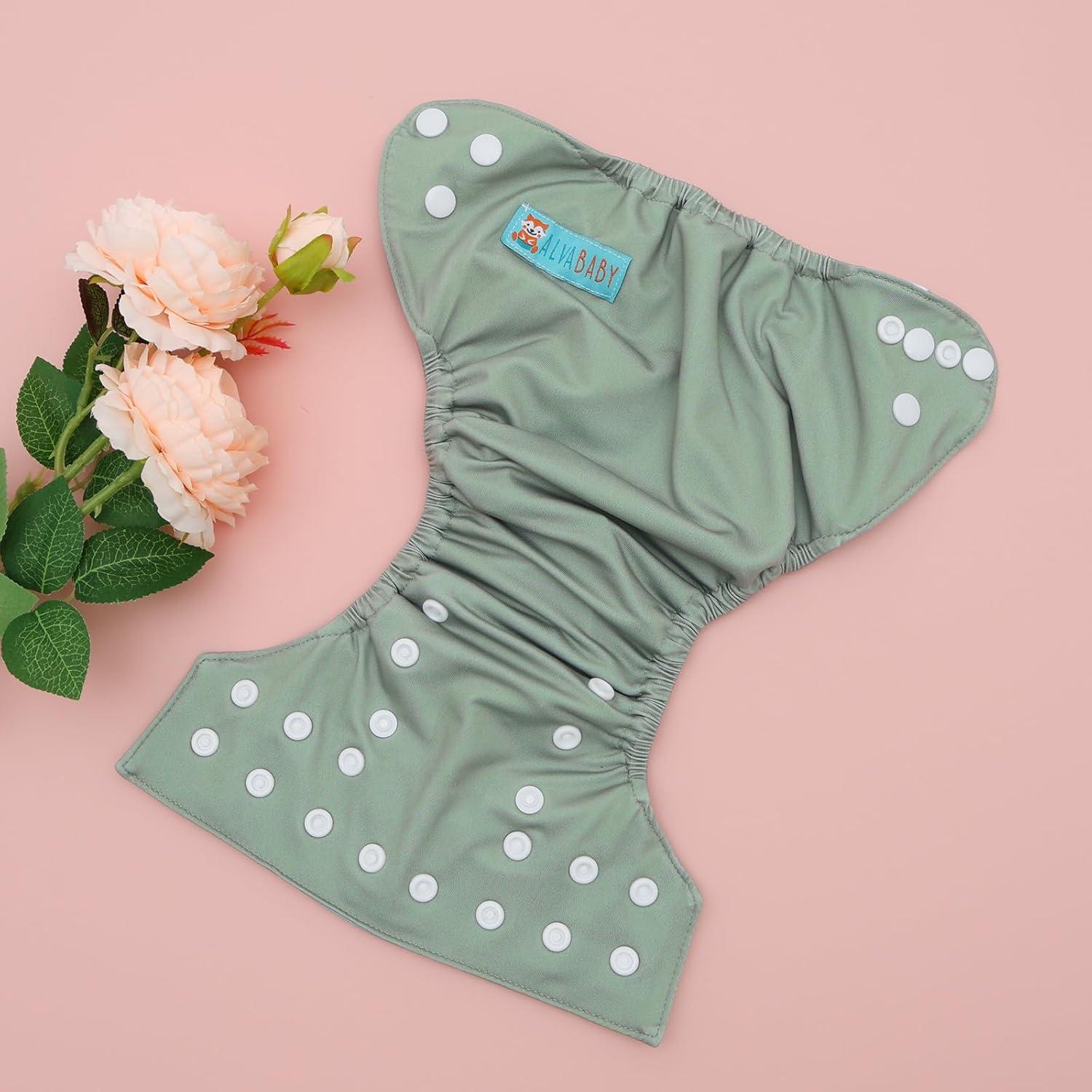 Cubierta de Pañal de Tela ALVABABY SCDC03 Verde Claro