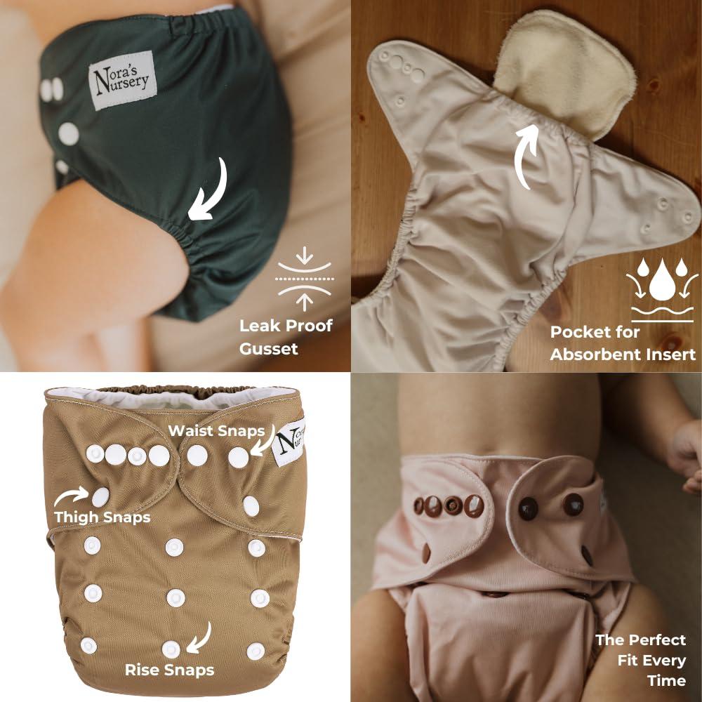 Paquete de 4 Pañales de Tela Ajustables Nora's Nursery - Amatista