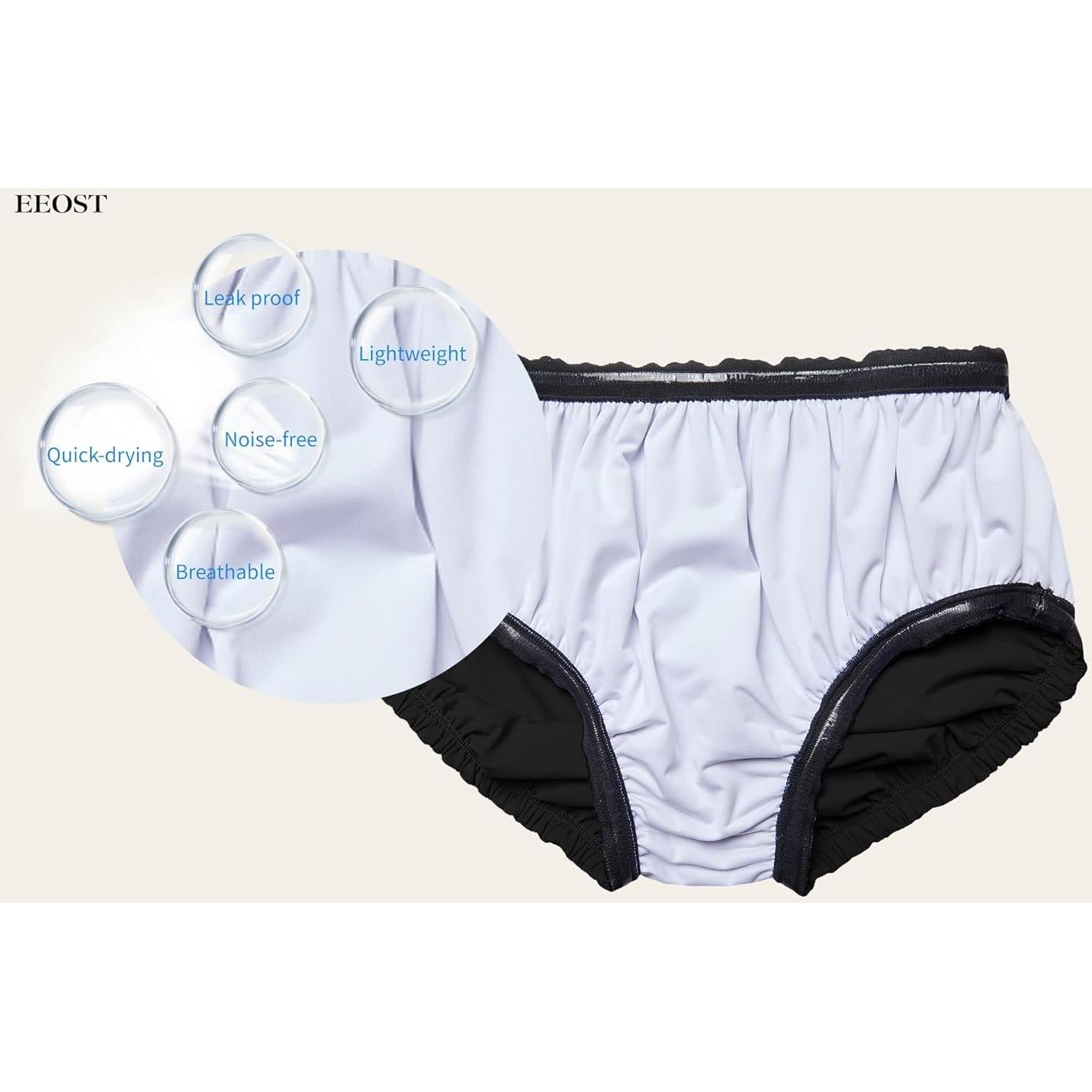 Pañales de natación reutilizables EEOST M Negro a prueba de fugas