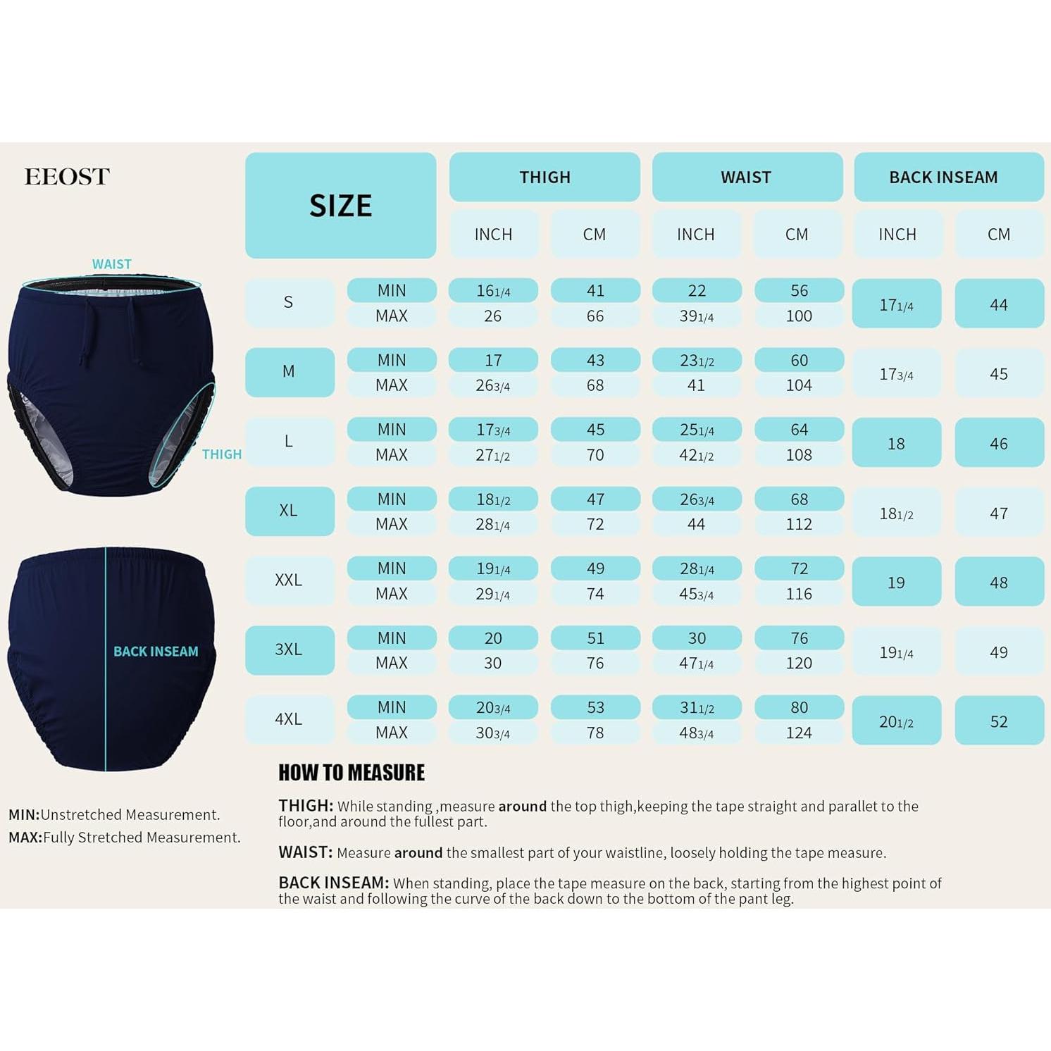 Pañales de natación reutilizables EEOST M Negro a prueba de fugas