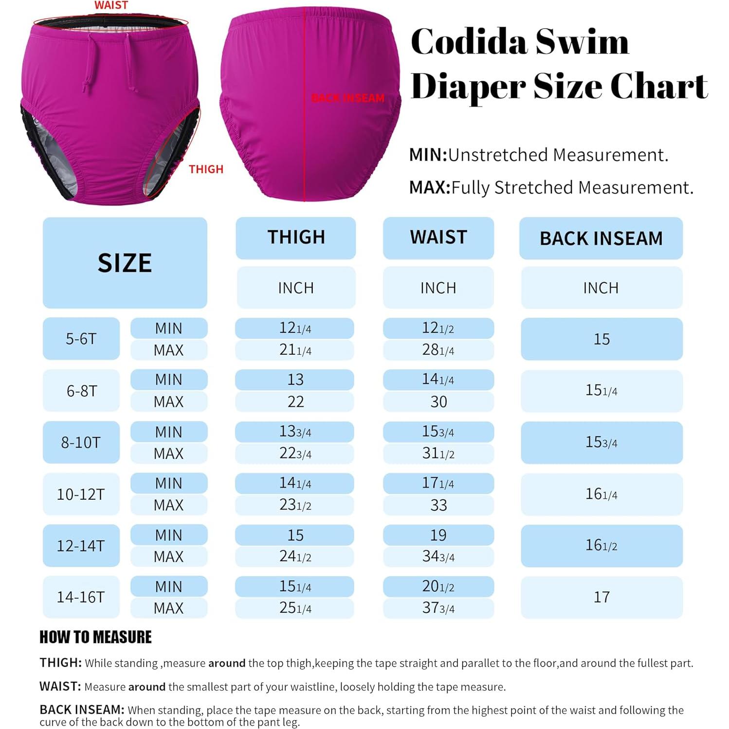 Pañal de Natación Reutilizable Codida Rosa 10-12T para Niños