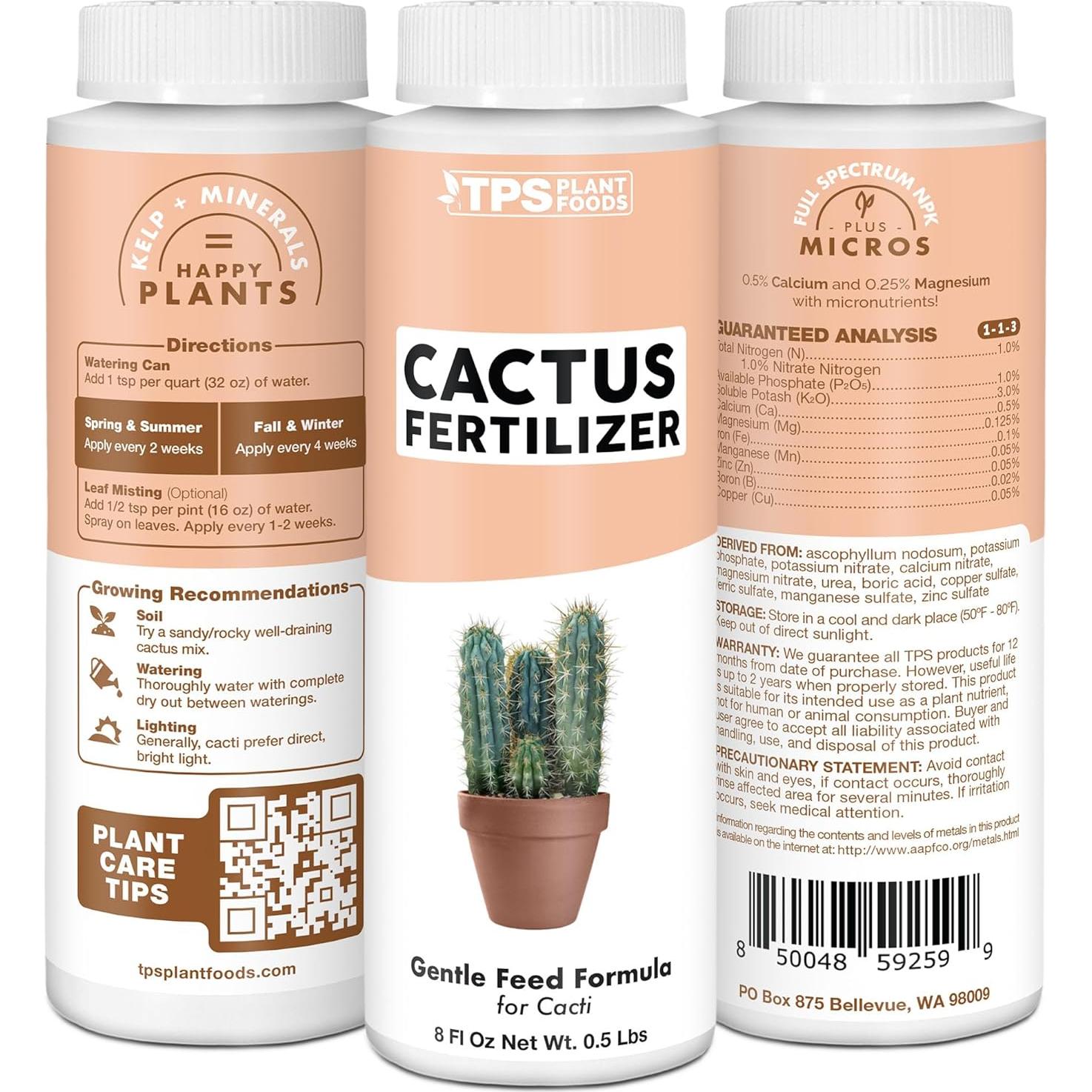 Fertilizante Líquido TPS Nutrients para Cactus y Plantas del Desierto 0.95L