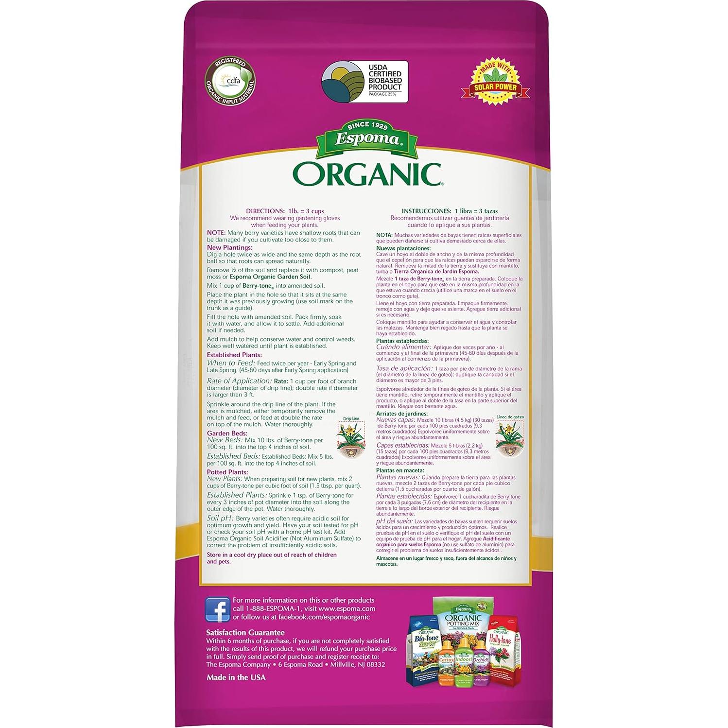 Fertilizante Orgánico Espoma Berry-Tone 4-3-4 1.81 kg - Paquete de 2