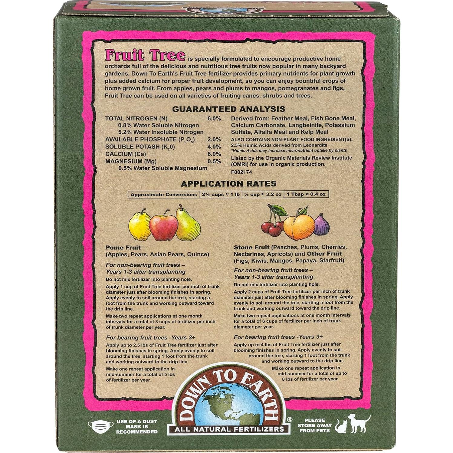 Fertilizante Orgánico Down To Earth para Árboles Frutales 6-2-4, 2.27kg