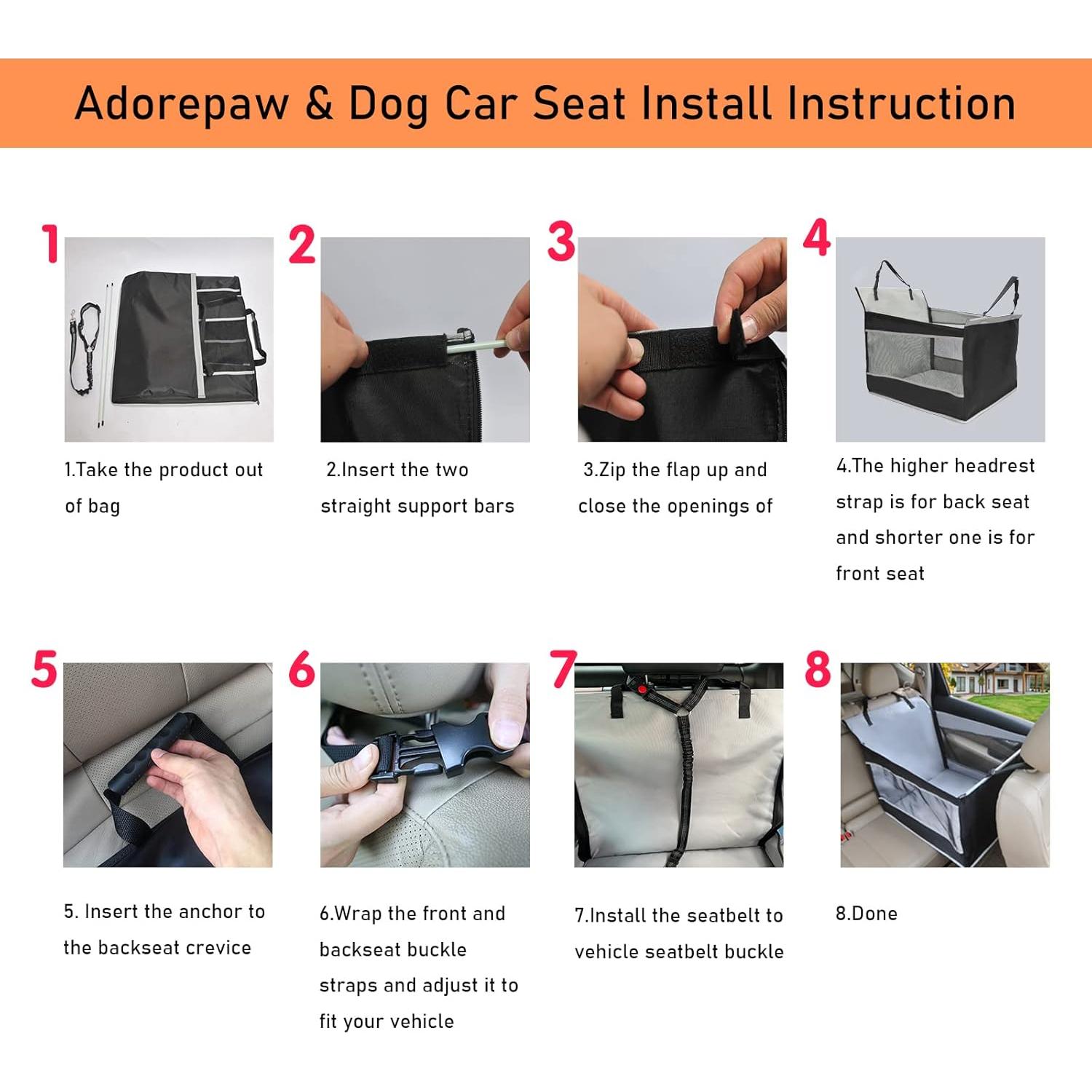 Asiento de Coche para Perros Adorepaw Grande Impermeable